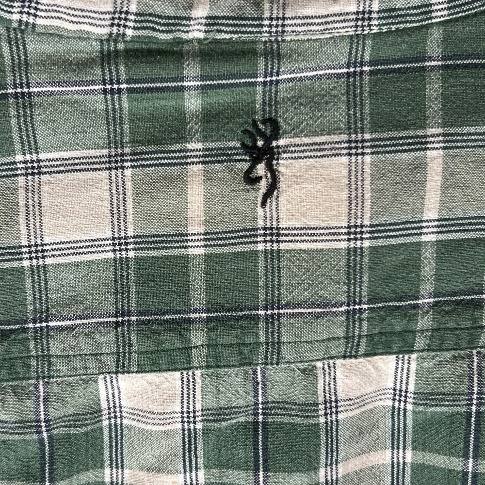 Browning Green Plaid Button Down Short Sleeve 100%‎ Cotton Super Naturals Mens L
